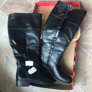 Wide calf black boots